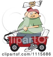 Paper Boy Sitting In A Wagon And Tossing Newspapers