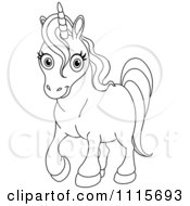 Poster, Art Print Of Outlined Cute Unicorn