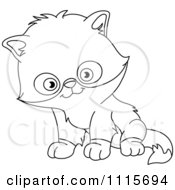 Clipart Outlined Cute Kitten Royalty Free Vector Illustration