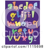 Poster, Art Print Of Colorful Patterned Lowercase Letters On Purple