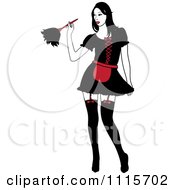 Sexy Dusting French Maid Wearing Garters And A Red And Black Uniform