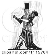 Gothic Couple Dancing Black And White Woodcut 2