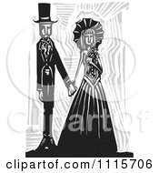 Poster, Art Print Of Gothic Wedding Couple Holding Hands Black And White Woodcut 2