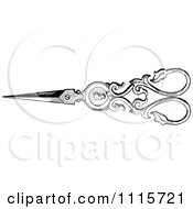 Clipart Retro Vintage Black And White Ornate Scissors 1 Royalty Free Vector Illustration