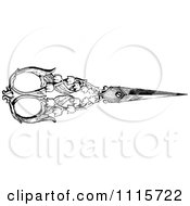 Clipart Retro Vintage Black And White Ornate Scissors 2 Royalty Free Vector Illustration