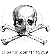 Clipart Retro Vintage Black And White Skull And Crossbones 1 Royalty Free Vector Illustration