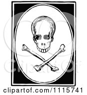 Poster, Art Print Of Retro Vintage Black And White Skull And Crossbones In A Frame