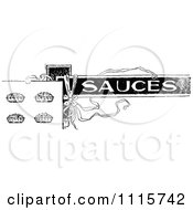 Clipart Retro Vintage Black And White Sauces Text With Dishes Royalty Free Vector Illustration
