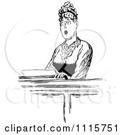 Clipart Retro Vintage Black And White Woman Singing Royalty Free Vector Illustration