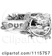 Poster, Art Print Of Retro Vintage Black And White Soups Text With Steamy Bowls