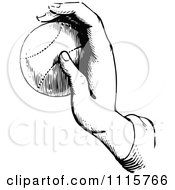 Poster, Art Print Of Retro Vintage Black And White Hand Holding A Tennis Ball