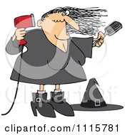 Clipart Halloween Witch Blow Drying Her Hair Royalty Free Vector Illustration