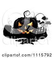 Clipart Black Halloween Jackolantern And A Tombstone Royalty Free Vector Illustration by merlinul #COLLC1115792-0175