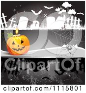 Poster, Art Print Of Dark Halloween Background With A Jackolantern Spider And Tombstones