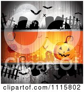Poster, Art Print Of Grungy Halloween Background With Tombstones And A Jackolantern 2