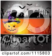 Poster, Art Print Of Dark Halloween Background With Tombstones And A Jackolantern