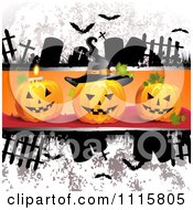 Poster, Art Print Of Grungy Halloween Background With Tombstones And A Jackolantern 1