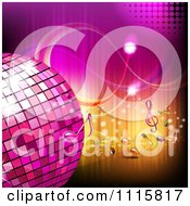 Poster, Art Print Of Pink Disco Ball And Music Notes Over Gradient 3