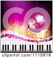 Poster, Art Print Of Pink Piano Keyboard Music Note And Disco Ball Background