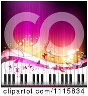 Poster, Art Print Of Pink Piano Keyboard Music Note And Butterfly Background