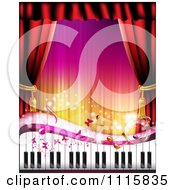 Poster, Art Print Of Piano Keyboard With Butterflies And Curtains Around Copyspace