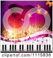 Piano Keyboard With Butterflies And A Woman In Profile