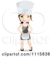 Poster, Art Print Of Happy Freckled Female Chef In A Hat Apron And Dress