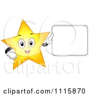 Poster, Art Print Of Happy Star Mascot Holding A Sign