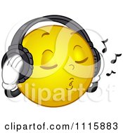 Clipart Relaxed Smiley Listening To Music Through Headphones Royalty Free Vector Illustration