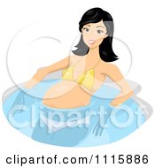 Happy Pregnant Asian Woman Soaking In A Hot Tub