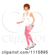 Clipart Fit Brunette Pregnant Woman Jogging With Water And An Mp3 Player Royalty Free Vector Illustration