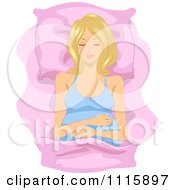 Poster, Art Print Of Blond Pregnant Woman Sleeping On Her Back