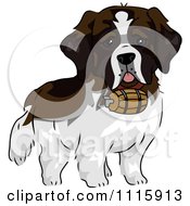 Clipart Cute St Bernard Dog With A Barrel Royalty Free Vector Illustration