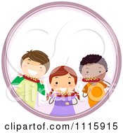 Poster, Art Print Of Happy Kids Eating Hot Dogs In A Circle