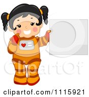 Poster, Art Print Of Cute Girl Astronaut Holding A Sign