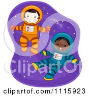 Poster, Art Print Of Cute Boy And Girl Astronauts Floating In Space