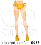 Poster, Art Print Of Rear View Of The Legs Of A Woman In A Bikini And Wedges