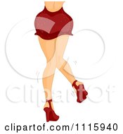 Rear View Of The Legs Of A Woman Dancing In A Red Dress And Heels