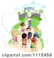 Poster, Art Print Of Happy Diverse School Kids At A Zoo On A Field Trip