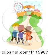 Poster, Art Print Of Happy Kids Walking To A Carnival