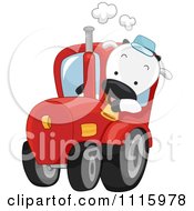 Poster, Art Print Of Happy Cow Driving A Farm Tractor