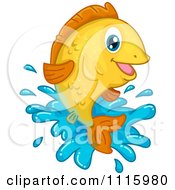 Happy Goldfish Leaping Out Of Water