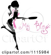 Clipart Silhouetted Woman Cooking With A Skillet And Pink Apron With My Blog Text Royalty Free Vector Illustration by BNP Design Studio #COLLC1115984-0148