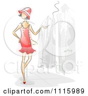 Clipart Watercolor Painted Woman Smoking On A Sidewalk Royalty Free Vector Illustration