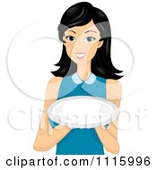 Poster, Art Print Of Beautiful Asian Woman Holding An Empty Plate