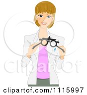 Clipart Happy Optometrist Holding Glasses For An Exam Royalty Free Vector Illustration