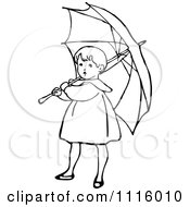 Poster, Art Print Of Retro Vintage Black And White Girl With An Umbrella 1