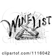 Poster, Art Print Of Retro Vintage Black And White Spider Web With Wind List Text Over Bottles