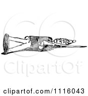 Clipart Retro Vintage Black And White Fallen Toy Soldier Royalty Free Vector Illustration