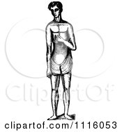 Clipart Retro Vintage Black And White Man Standing In A Loincloth 2 Royalty Free Vector Illustration